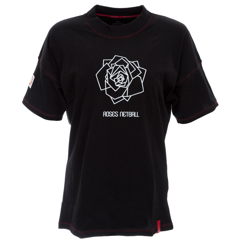 ROSES Ladies Oversized Cotton T-Shirt - Black