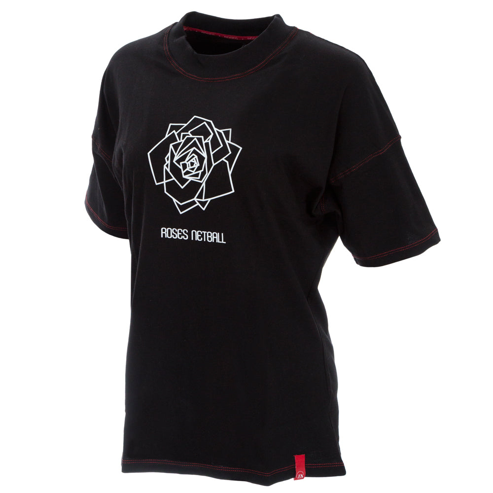 ROSES Ladies Oversized Cotton T-Shirt - Black