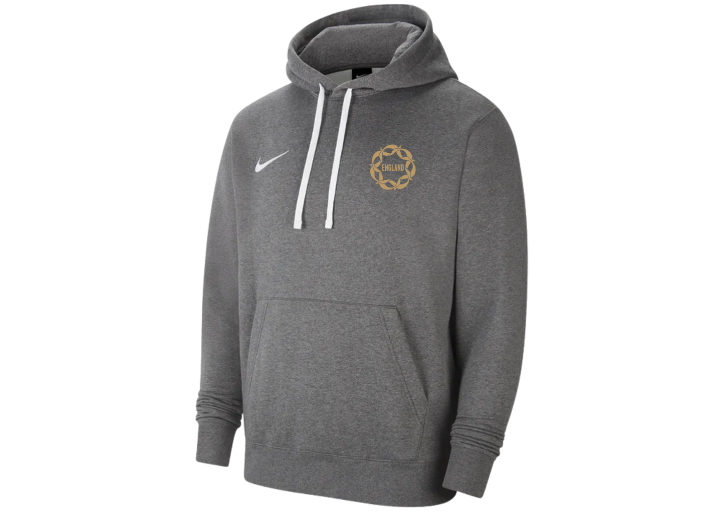 England Vitality Roses Charcoal Cotton Hoodie - Mens