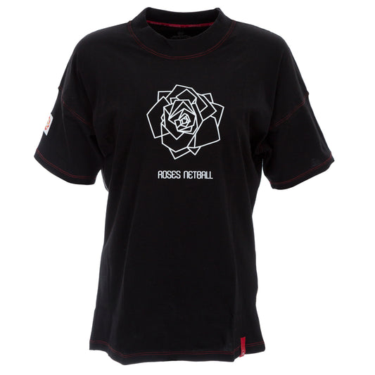 ROSES Ladies Oversized Cotton T-Shirt - Black