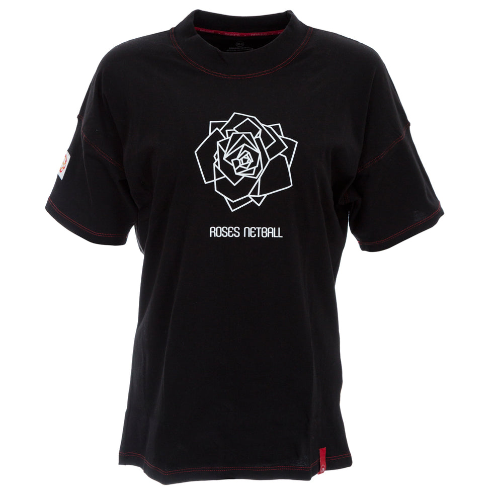 ROSES Ladies Oversized Cotton T-Shirt - Black – ENGLAND NETBALL ONLINE ...