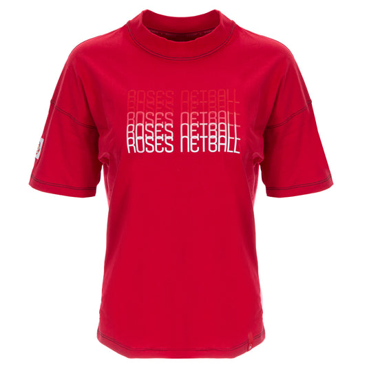 ROSES Ladies Oversized Cotton T-Shirt - Red