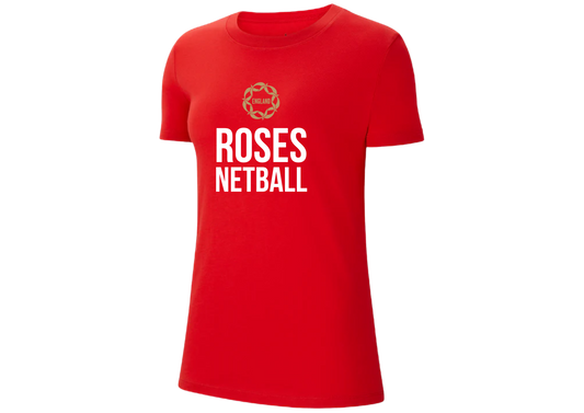 England Vitality Roses Red Cotton Tee - Ladies