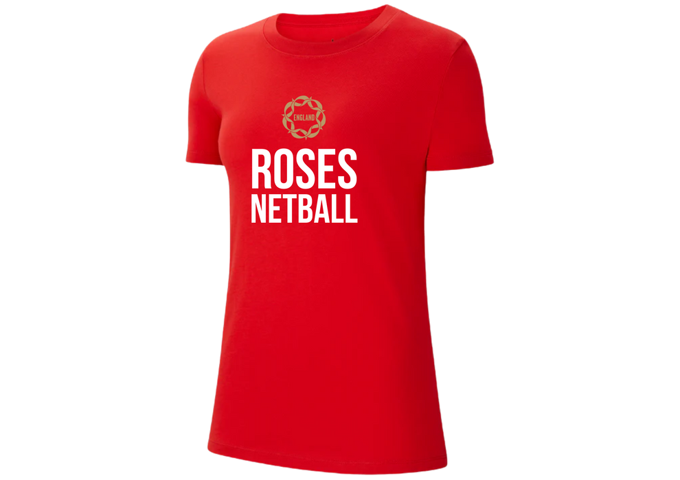 England Vitality Roses Red Cotton Tee - Ladies – ENGLAND NETBALL ONLINE ...