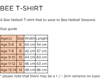 Bee Netball Participant T-Shirt